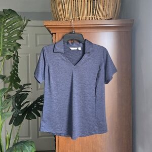 Lady Hagen Short Sleeve Polo Small Heathered Blue